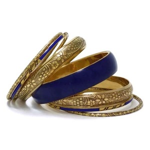 Indian Style Brass <b>Bangle</b> Set 6 Pcs Colorful Inlay Open <b>Bracelets</b> Ball Shape Cute Design Jewelry Gift for Women - Product Image 4