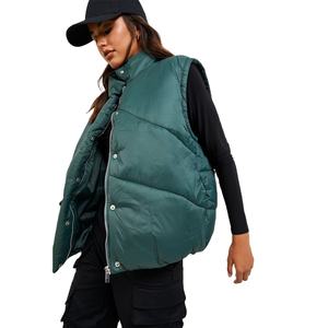 Chaleco de otoño elegante para mujer, detalle de edredón de gran tamaño, chaqueta de carcasa suave, poliéster 100%, ultraligero con relleno de algodón - Product Image 1