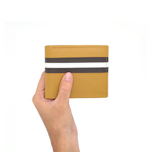 High Quality Luxury Men's Rfid Genuine Leather Card <b>Holders</b> Short Bifold Yellow <b>Wallets</b> Custom Logo Open Closure Wholesale Brand - Product Image 6