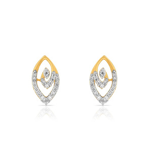 Boucles d'oreilles clous en forme de feuille de diamant doré en forme de goutte d'eau - Product Image 1