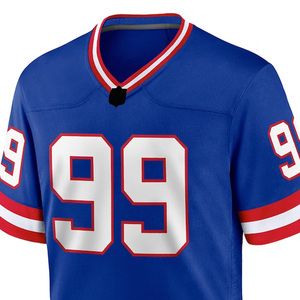 Custom Blue American Football Jersey V-Neck Short Sleeve Sublimated Print Moisture Wicking Uniform for <b>Men</b> - Product Image 4
