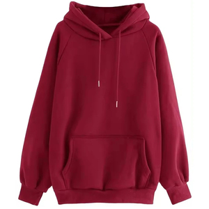 Sudadera con capucha unisex extragrande de color sólido, informal, de punto, para otoño, corte regular, roja. Sudaderas con capucha extragrandes para hombre en venta. - Product Image 1