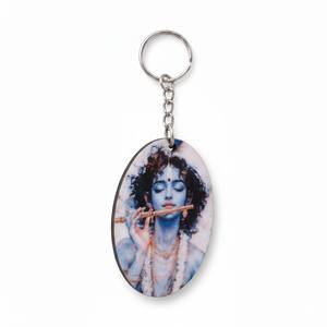 Porte-clés ovale traditionnel Krishna en plastique pour sublimation, idéal pour impression DIY, photo personnalisée, utilisation extérieure - Product Image 2