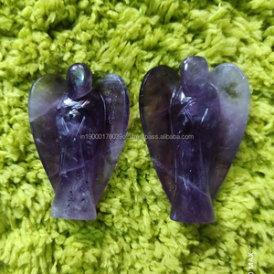 Pierre de guérison, cristaux naturels, qualité supérieure, pierre précieuse polie, améthyste, petites ailes d'ange sculptées à la main - Product Image 1