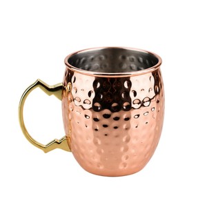 Handcrafted Hammered Moscow Mule <b>Copper</b> <b>Mug</b> with Brass Handle Food Safe Metal Beer <b>Mug</b> for Cocktail and Iced Beverages - Product Image 1