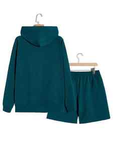 Conjunto de Sudadera con Capucha y Pantalones Cortos, Transpirable, de Secado Rápido, Informal, 100% Algodón, Otoño, Unisex, Logotipo Personalizado - Product Image 4