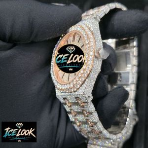 Montre mécanique Ice Cubed avec cadran en cristal, bracelet, affichage de la date, bijoux de mode - Product Image 3