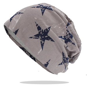 Unisex Slouchy Star Print Beanie <b>Hat</b> Soft Cotton Stretch Skullcap Streetwear Hip Hop Casual Headwear Wholesale OEM Multi-Color - Product Image 5