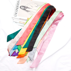 30 Colors Women Narrow Long Scarf 100x4cm Solid Color Chiffon Red Tie Black Bag Ribbon Headband Choker Streamer Lady Accessories - Product Image 1
