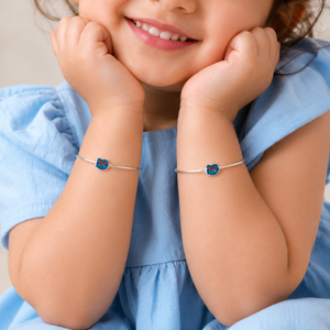 925 Sterling Silver Blue Cat Enamel Kids <b>Bangle</b> Bracelet <b>Set</b> High Polish Animal Design for Girls Daily Wear Party Gift Jewelry C - Product Image 1