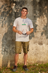เสื้อยืดแขนสั้นทรงเข้ารูปสำหรับผู้ชาย คอกลม ผ้าเจอร์ซีย์ลำลอง 100% ผ้าฝ้ายถัก พิมพ์ลายโลโก้ด้านหลัง - Product Image 5
