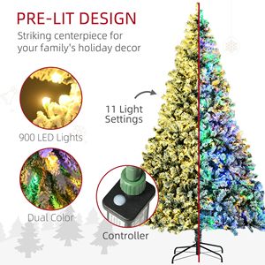 Albero di Natale Artificiale 9 Piedi con Luci LED Bianco Caldo o Colorate, Rami Effetto Ghiaccio, Base in Acciaio per Decorazioni Festive - Product Image 3