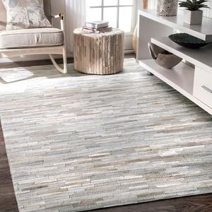 Export-Quality Grey Cowhide Rugs with <b>Black</b> Stripes Cotton Backing Indian Handmade Craftsmanship - Product Image 2