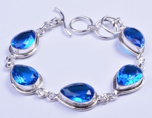 925 <b>Silver</b> <b>Bracelet</b>, Aquamarine, Green Amethyst Quartz Gemstone Jewelry, Fashion Jewelry - Product Image 5