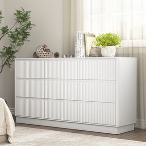 Commode à 9 tiroirs en bois de style Mid-Century Modern, grande commode au sol pour chambre à coucher, compatible avec un meuble TV long - Product Image 5