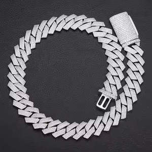 Cadena cubana de oro de 10k hecha a mano con incrustaciones de moissanita y diamantes, elegante, de 16mm, para hombre y mujer, estilo hip hop, collar y pulseras con dijes - Product Image 1