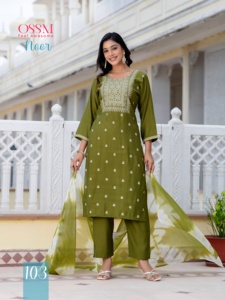 Damen Viskose Roman Seide Bedruckter Stoff Gerade geschnittenes Kleid <span class=keywords><strong>Kurtis</strong></span> Mit Chinon Dupatta Indische & Pakistani sche Kleidung - Product Image 5