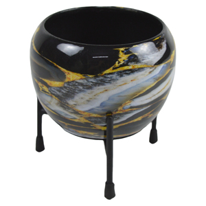 Royal Design Unique Hand Hammered Round Flower Planter with Galvanized Metal <b>Stand</b> for Garden & Home Decor - Product Image 5