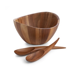 Bol à salade en bois écologique avec cuillère de service et bols de service - Vaisselle de luxe pour mariages - Product Image 1