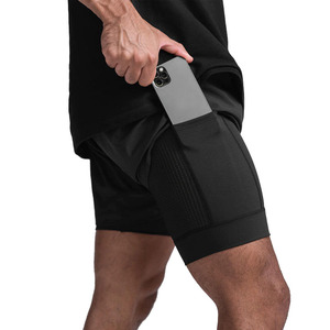 Ensemble de jogging pour homme 2 en 1 avec logo personnalisé, écologique, décontracté, avec poche pour téléphone et short de compression pour la salle de sport - Product Image 4