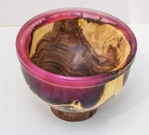 Bol en bois et résine époxy fait main par un designer, avec bois massif de qualité supérieure, écologique, bol de service de luxe pour fruits, pour la décoration de la maison - Product Image 2