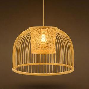 Lámpara Colgante de Ratán, Altura Ajustable, con Protección Ocular, Regulable, Forma de Tambor, LED E12, Color Dorado, Luz Cálida 2700K, Control Inalámbrico, para Sala de Estar - Product Image 3