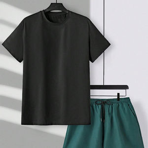 Ensemble tendance pour homme, été, coton, t-shirt à manches courtes et short - Product Image 2