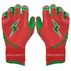 Bruce <b>Bolt</b> Red Leather Batting Gloves Padded <b>Hook</b> And Loop Closure Unisex Adult Training Baseball Batting Gloves - Product Image 1