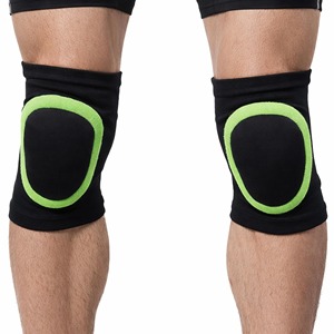 Genouillère unisexe noire avec bande verte, respirante, en Spandex et Polyester, à enfiler, protection de base pour le basketball - Product Image 3