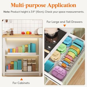 Organizzatore per Armadio da Cucina con 8 Divisori Regolabili, 9 Scomparti, Contenitore Espandibile per Alimenti con Supporto per Coperchi, per Organizzazione Dispensa - Product Image 2