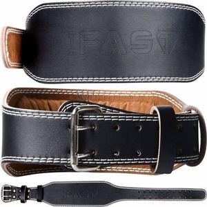 M Size Leather Weight Lifting Belt with 4 Inch Padded Lumbar Support for Men and Women's Waist Support During Weightlifting - Product Image 1