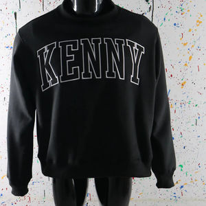 Sudadera Cuello Alto KENNY BLACK 100% NEGRO con Apliques Bordados, Sudadera de Cuello Ancho con Hilos Finos - Product Image 1