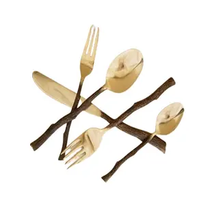 Solid Brass Handmade Long Handle Unique royal design Flatware Cutlery Set high quality cutlery for restaurant