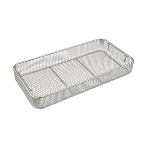Fine <b>Mesh</b> Sterilization <b>Basket</b> With Catch Lock Stainless Steel Wire 0.5mm Smooth Finish 235x80x30mm Surgical Tray - Product Image 2