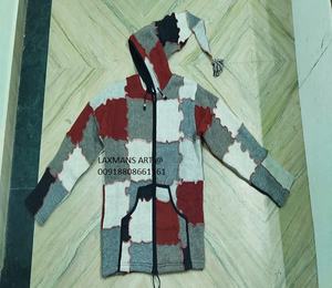 Vestes d'hiver népalais en laine sweats à capuche de l'Inde vestes d'hiver en laine teintées à fermeture éclair vestes Patchwork veste népalaise laine polaire - Product Image 3