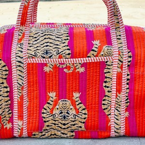 Sac de voyage en coton léger et écologique fait main, motif poisson, design matelassé, grande capacité, sac fourre-tout décontracté, fermeture à glissière - Product Image 4