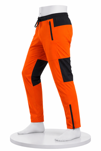 <b>Men</b>’s Orange Sports Track Pants – Quick Dry <b>Stretch</b> Joggers with Zipper Pockets, Slim Fit Training Gym Trousers Custom Logo OEM - Product Image 2