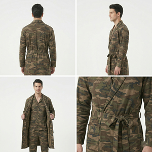 <b>Men's</b> Camouflage Robe <b>Set</b> Long Sleeve Knitted 100% Cotton <b>Pajamas</b> Gown <b>Set</b> Casual Sleepwear with Pockets Camouflage Robe <b>Set</b> - Product Image 2