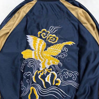Veste Sukajan d'hiver en satin lisse, col montant, logo personnalisé sur le devant, couture de haute qualité, respectueuse de l'environnement