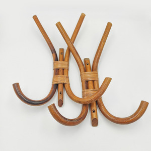 Ganchos triples de ratán para colgar en la pared, accesorios para el hogar hechos a mano, colgadores de toallas, venta al por mayor. - Product Image 2