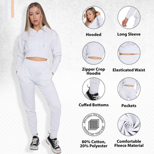 Conjunto Deportivo Negro Premium para Mujer, Sudadera Corta con Capucha y Pantalones Jogger, Ropa Deportiva Informal para Gimnasio, Atuendo Cómodo - Product Image 6