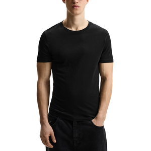 Men's Slim Fit <b>Black</b> Cotton <b>T</b>-<b>Shirt</b> O-Neck Short Sleeve Casual Jersey <b>Plain</b> Dyed Solid Color Knitted Design - Product Image 1