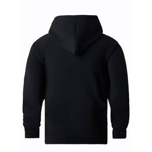 Sudadera con capucha negra para hombre, 100% algodón poliéster, transpirable, precio bajo, manga raglán, con bolsillos, informal, para invierno - Product Image 3