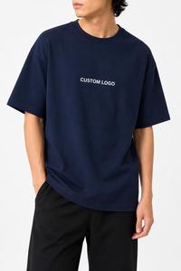 T-shirt Homme Oversize Tendance en Coton Bleu Marine Col Rond Manches Courtes Écologique 220g Coupe Décontractée en Jersey - Product Image 5