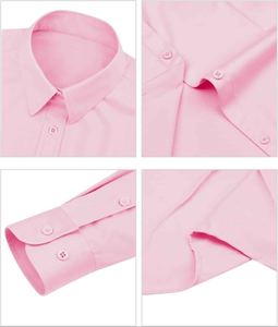 Camisas de Vestir Personalizadas para Mujer, Manga Larga, Blusas de Oficina Casuales, Ecológicas, Transpirables, 100% Algodón, Silueta Recta - Product Image 3