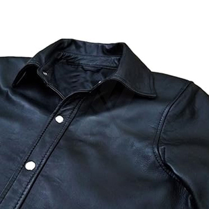 100% Silk Leather Men's Plus Size Winter <b>Long</b> <b>Sleeve</b> Black Satin <b>Undershirt</b> T-Shirt Breathable Embroidered Stand Collar - Product Image 6