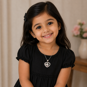 Collar con Colgante de Corazón para Niños, Plata 925, Circonita Cúbica, Cristal Rojo, Acabado Pulido, Joyería de Moda para Uso Diario, Regalo - Product Image 6