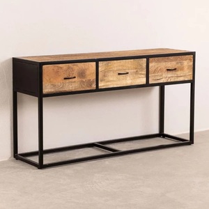 Vandana Flux Sierra 3 Drawer Mango Wood <b>Console</b> (Solid Wood) - Product Image 2