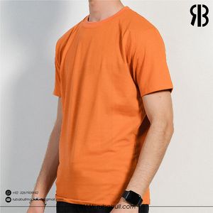 Camiseta de manga corta con cuello redondo para hombre, color naranja, corte regular, estilo casual, de algodón tejido, para hombre. - Product Image 4