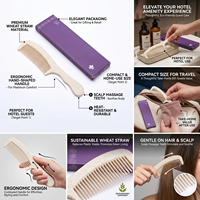 Juego de Peines para Cabello de Hotel Biodegradables y Sostenibles |   Peines de Paja de Trigo al por Mayor con Mango Ergonómico Antiestático |   Cuidado Personal Ecológico